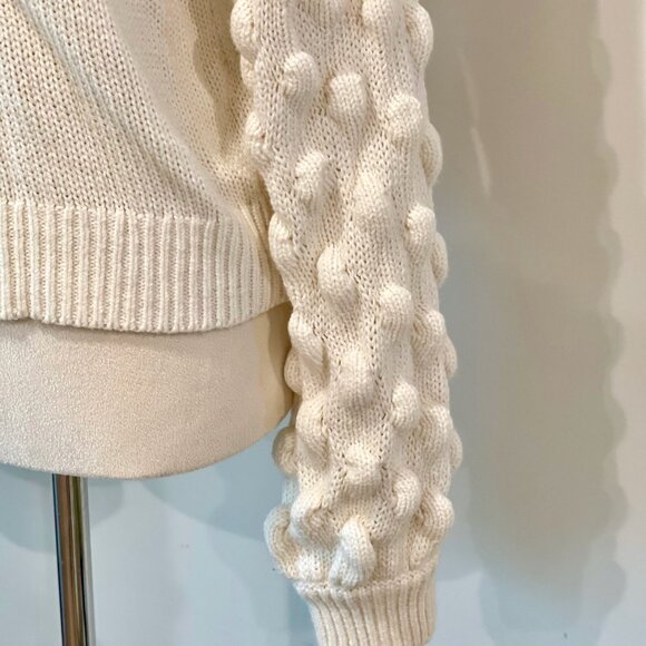 COPY - Divided Cream Bobble Sleeve Pull Over Oversized Chunky Crew Neck Sweater - Picture 7 of 9